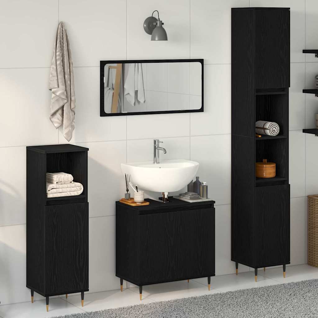 vidaXL Ensemble de mobilier de salle de bain 3 pcs Chêne noir