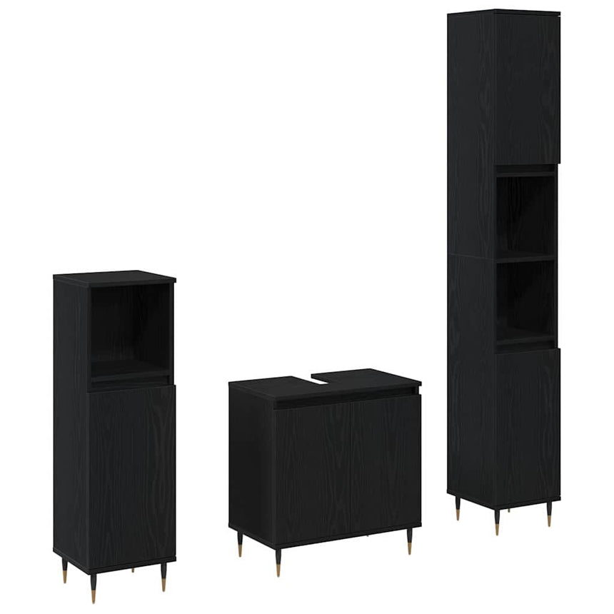 vidaXL Ensemble de mobilier de salle de bain 3 pcs Chêne noir
