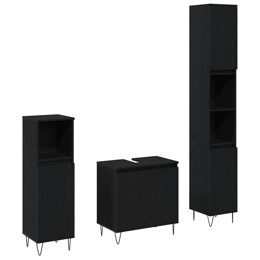 vidaXL Ensemble de mobilier de salle de bain 3 pcs Chêne noir