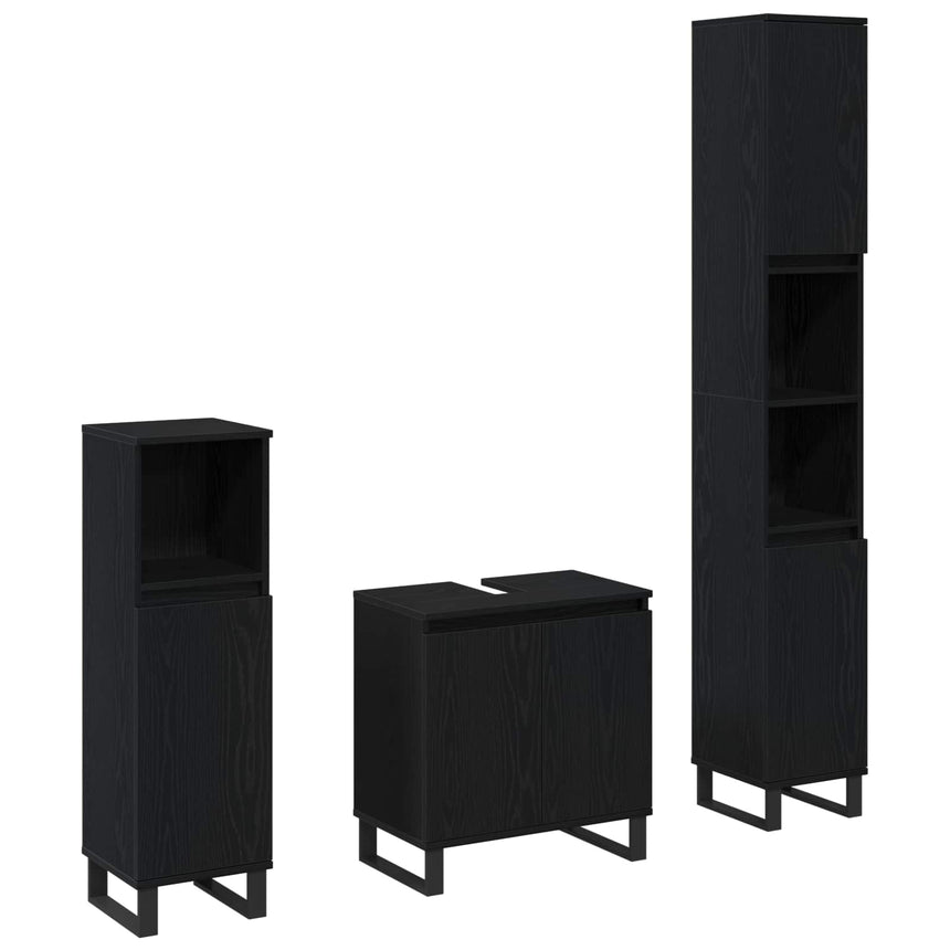 vidaXL Ensemble de mobilier de salle de bain 3 pcs Chêne noir