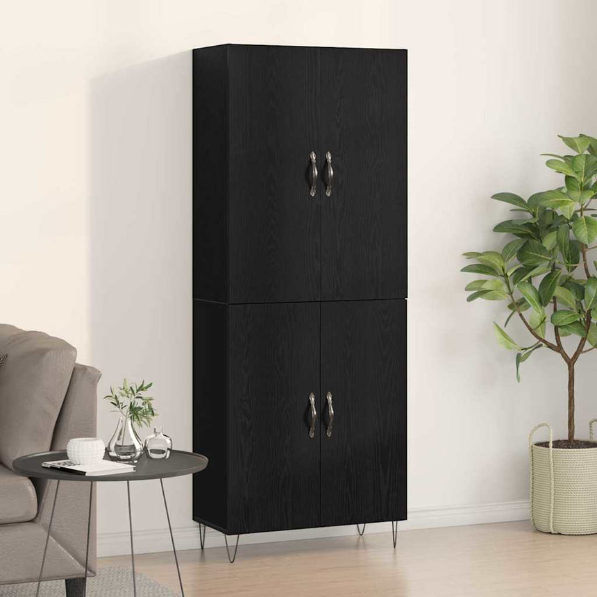 vidaXL Haut Armoire 2 pcs Chêne noir Bois d'ingénierie et verre