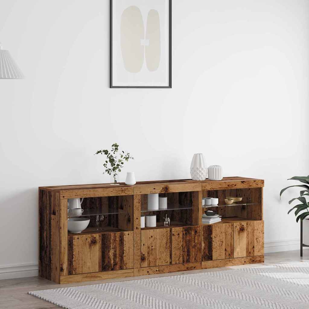 vidaXL Buffet LED Bois Ancien 181 x 37 x 67 cm Bois d'ingénierie