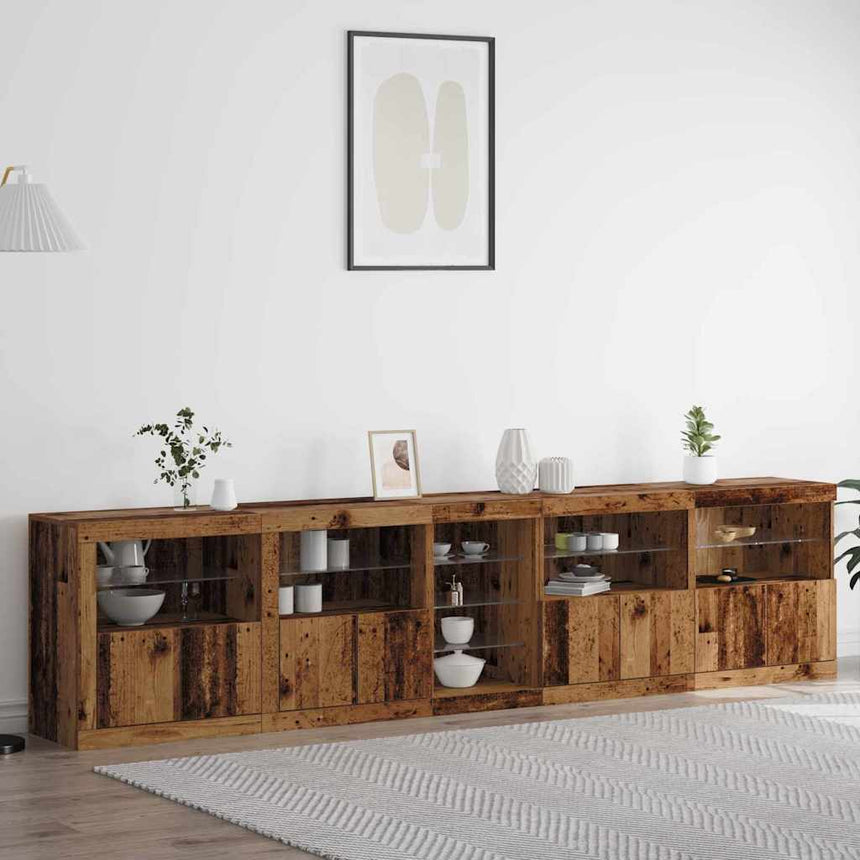 vidaXL Buffet LED Bois ancien 283 x 37 x 67 cm Bois d'ingénierie