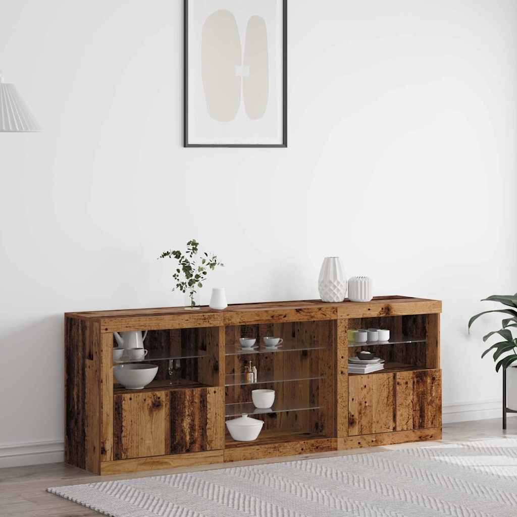 vidaXL Buffet LED Bois ancien 181,5 x 37 x 67 cm Bois d'ingénierie