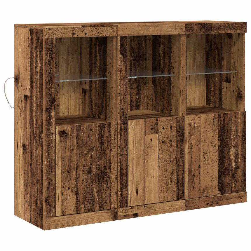 vidaXL Buffet LED 3 pcs Bois ancien 123 x 37 x 100 cm