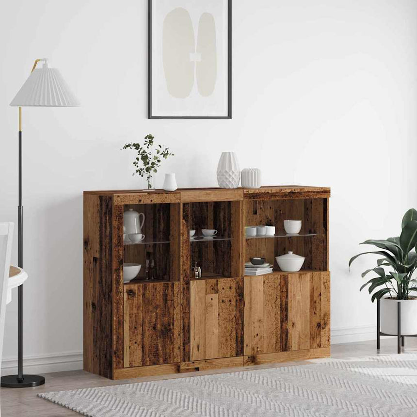 vidaXL Buffet LED Bois ancien 142,5 x 37 x 100 cm Bois d'ingénierie