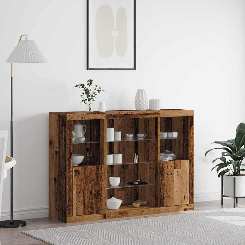 vidaXL Buffet LED Bois ancien 142,5 x 37 x 100 cm Bois d'ingénierie