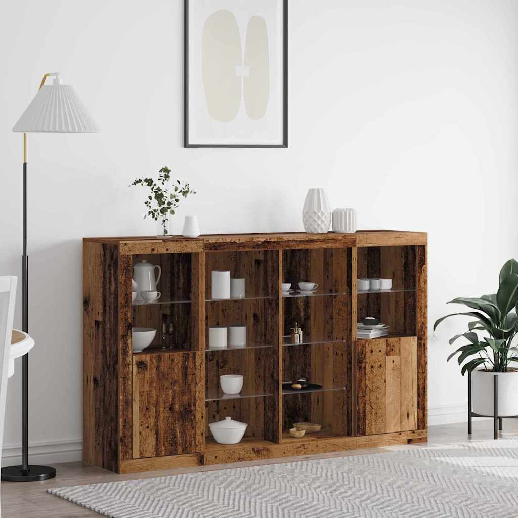 vidaXL Buffet LED Bois ancien 163 x 37 x 100 cm Bois d'ingénierie