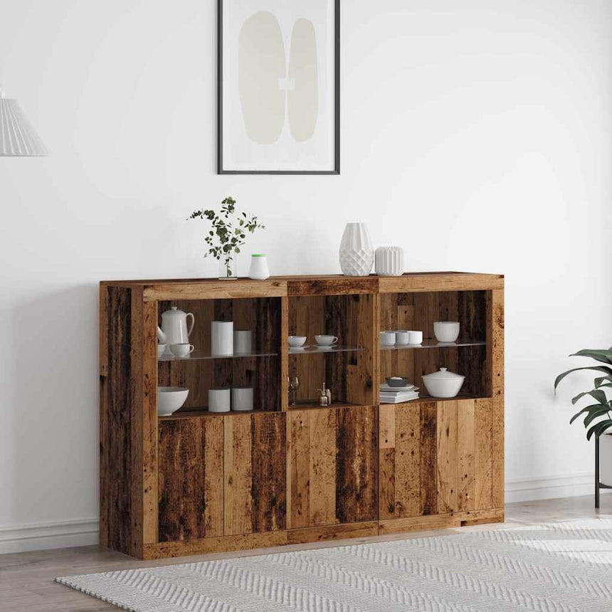 vidaXL Buffet LED Bois ancien 162 x 37 x 100 cm Bois d'ingénierie