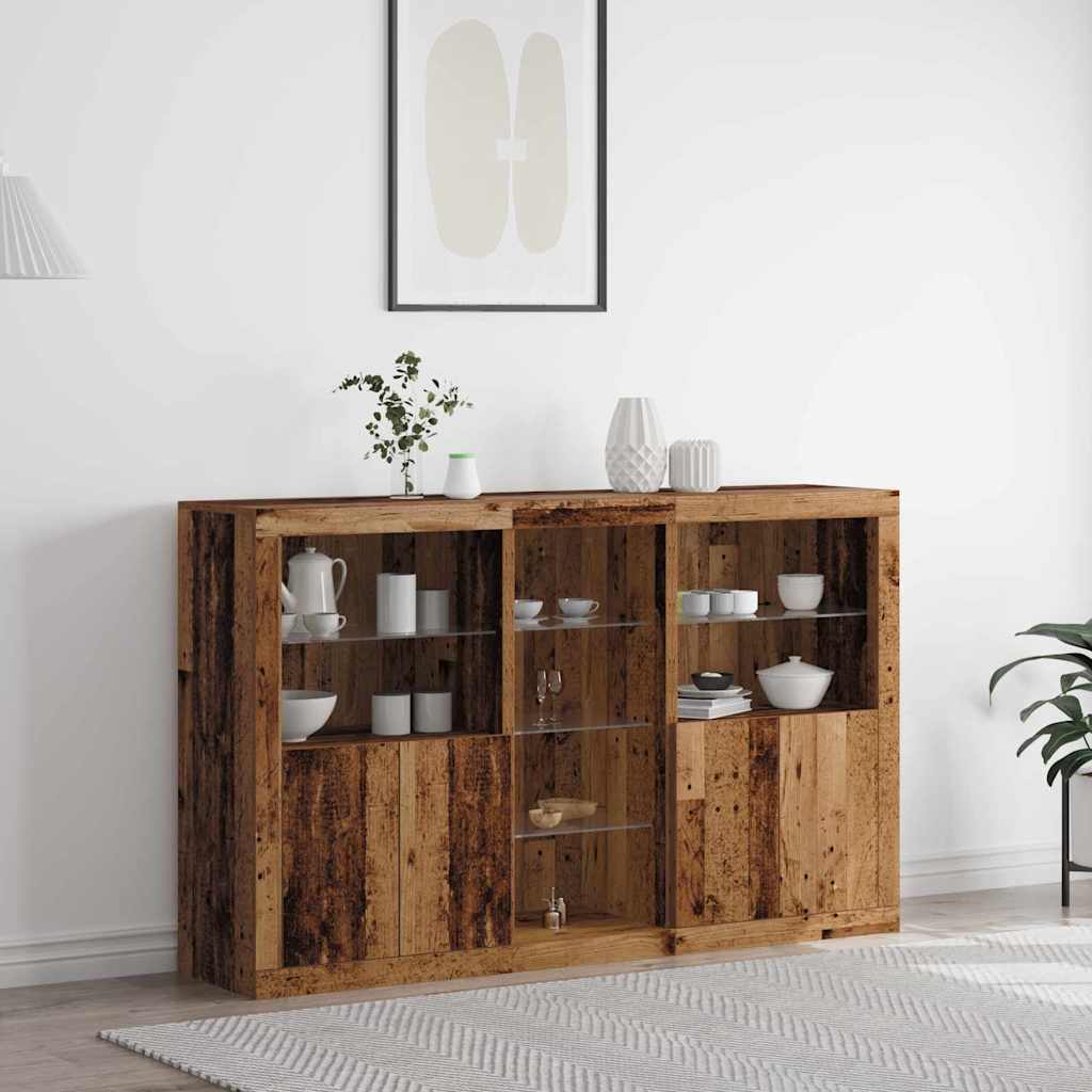 vidaXL Buffet LED Bois ancien 162 x 37 x 100 cm Bois d'ingénierie