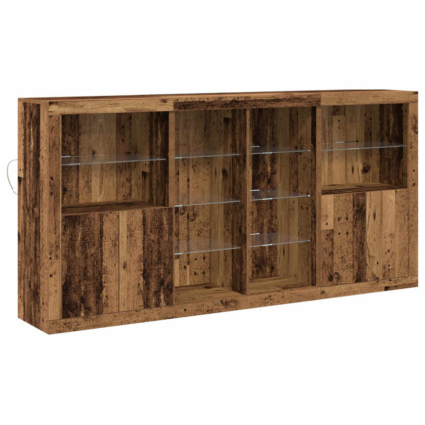 vidaXL Buffet LED 3 pcs Bois ancien 202 x 37 x 100 cm