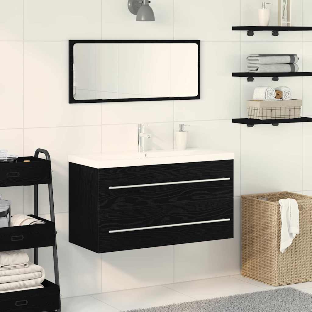 vidaXL Meuble de Lavabo de Salle de Bain avec tiroir 3 pcs Chêne noir