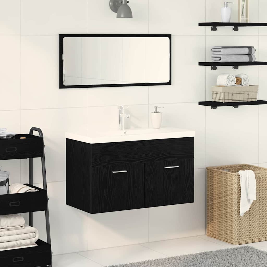 vidaXL Cabinet de salle de bain Chêne noir 90 x 38,5 x 46 cm