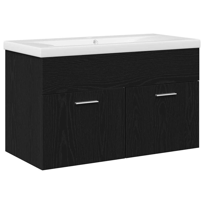 vidaXL Armoire de salle de bain Chêne noir 80 x 38,5 x 46 cm