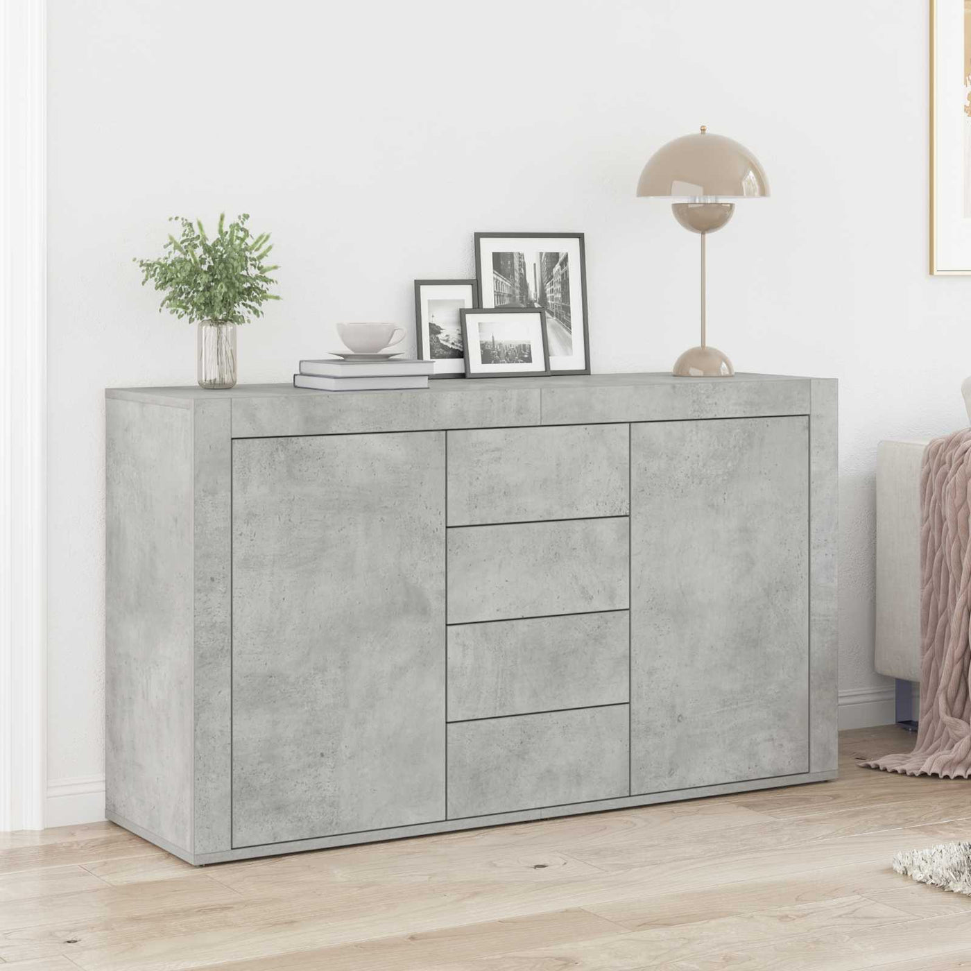vidaXL Buffet Gris béton 120 x 36 x 69 cm Bois d'ingénierie