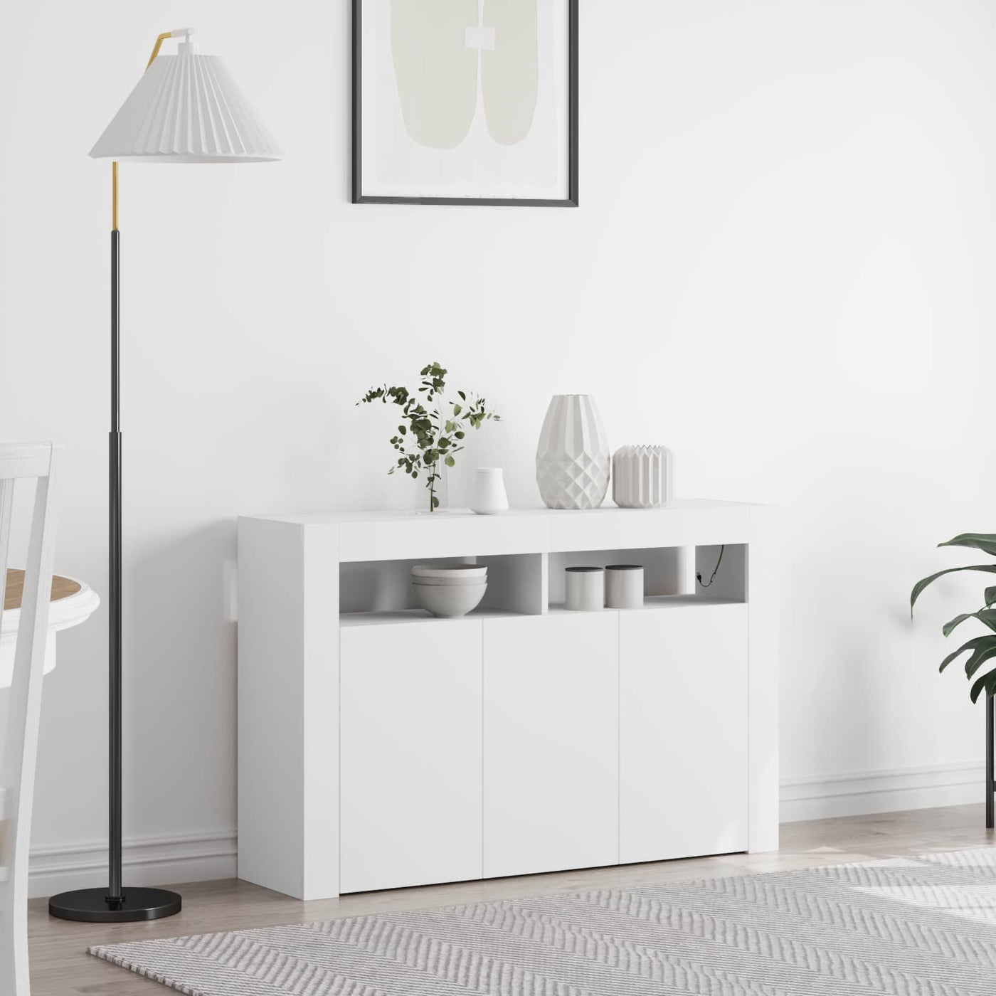 vidaXL Buffet Blanc 116 x 30 x 75 cm Bois d'ingénierie