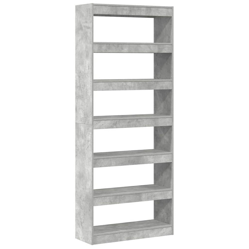 vidaXL Bibliothèque Gris béton 80 x 30 x 198 cm Bois d'ingénierie