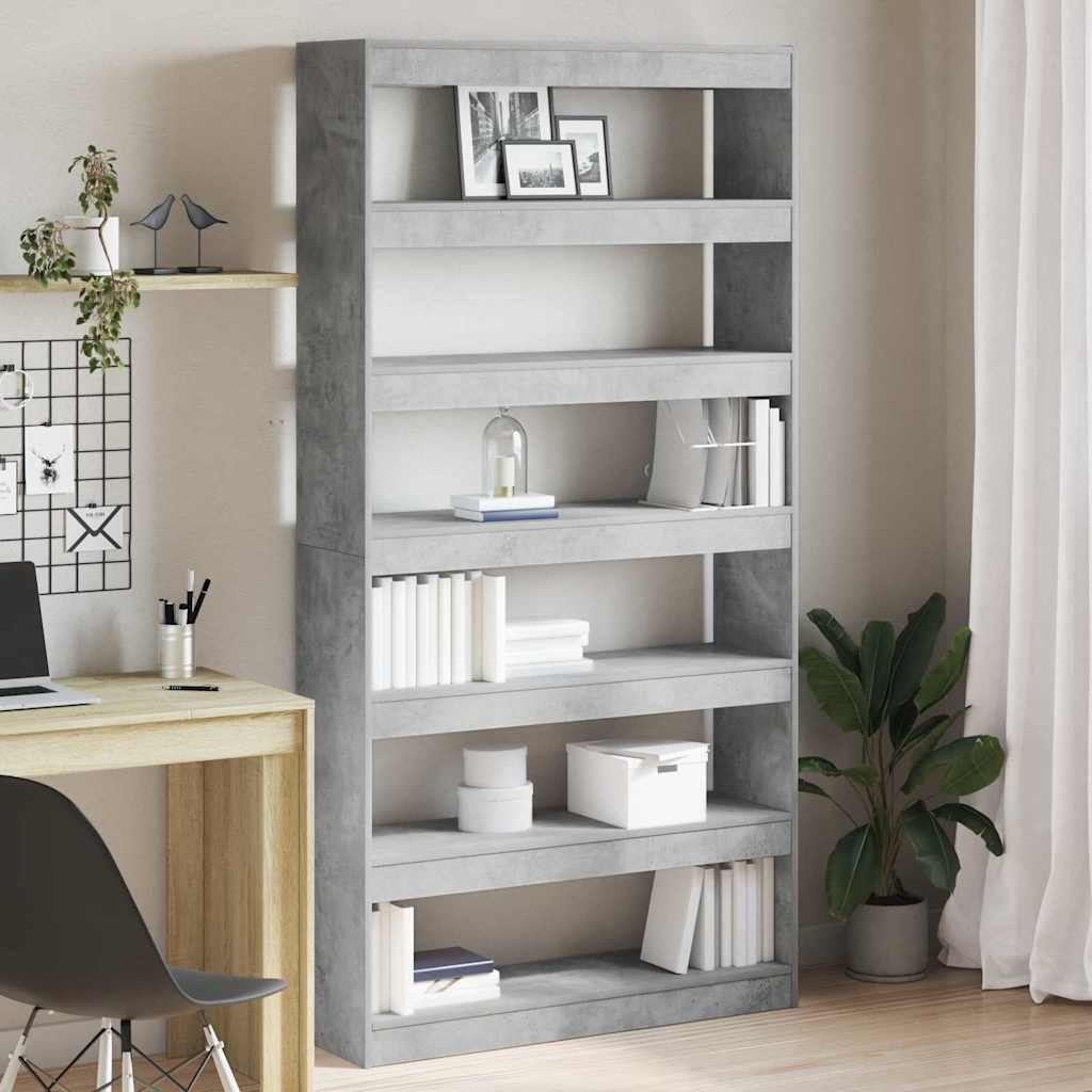 vidaXL Bibliothèque Gris béton 100 x 30 x 198 cm Bois d'ingénierie