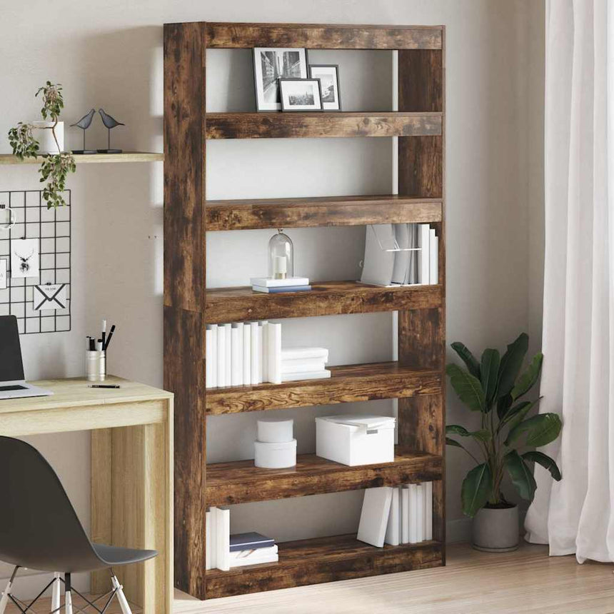 vidaXL Bibliothèque Chêne fumé 100 x 30 x 198 cm Bois d'ingénierie