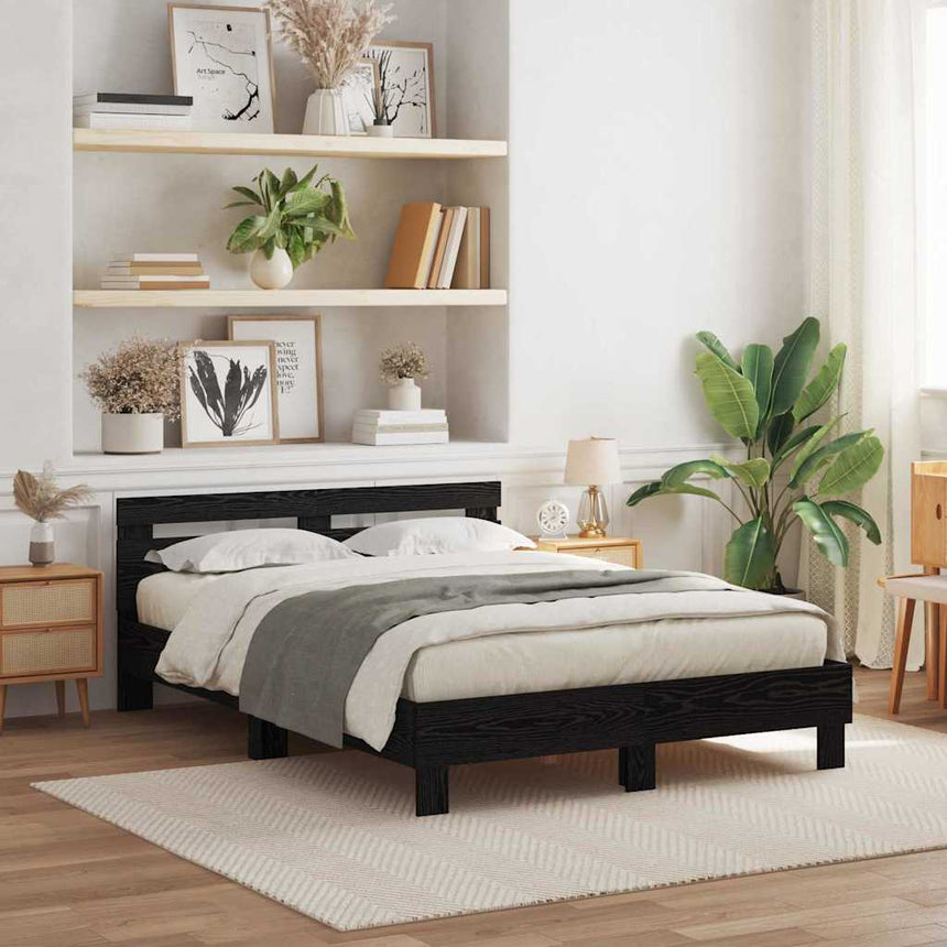 vidaXL Cadre de lit avec LED Chêne noir 140 x 190 cm Bois d'ingénierie