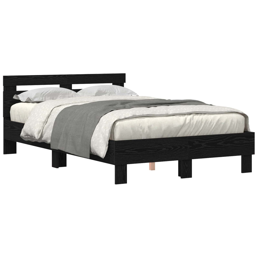 vidaXL Cadre de lit avec LED Chêne noir 135 x 190 cm Bois d'ingénierie