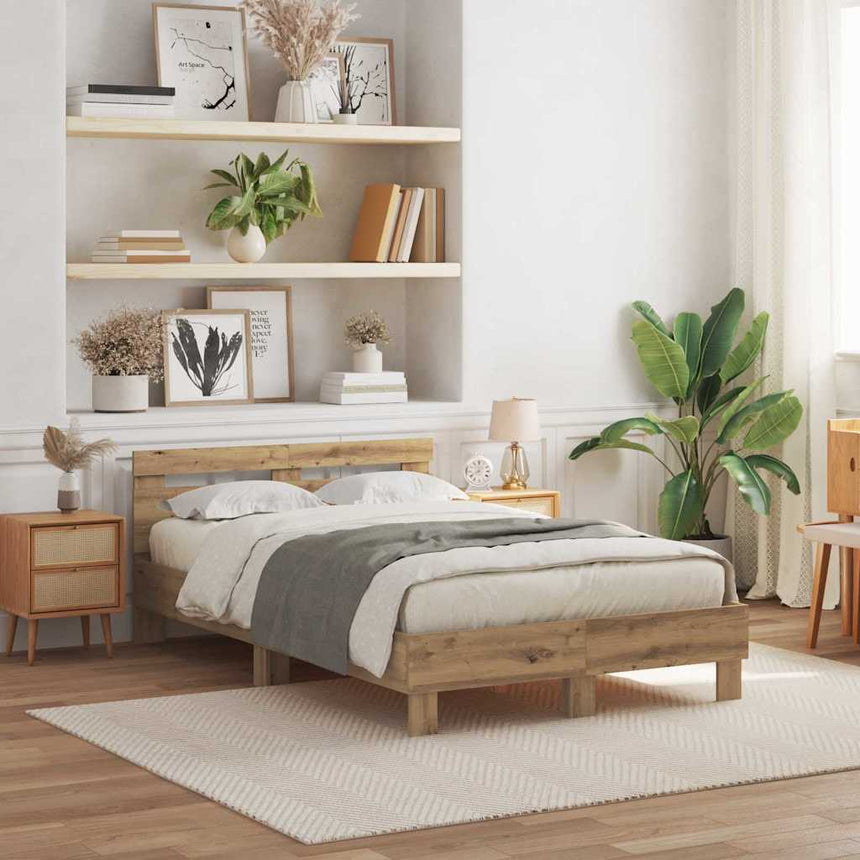 vidaXL Cadre de lit Chêne artisanal 120 x 190 cm Bois d'ingénierie