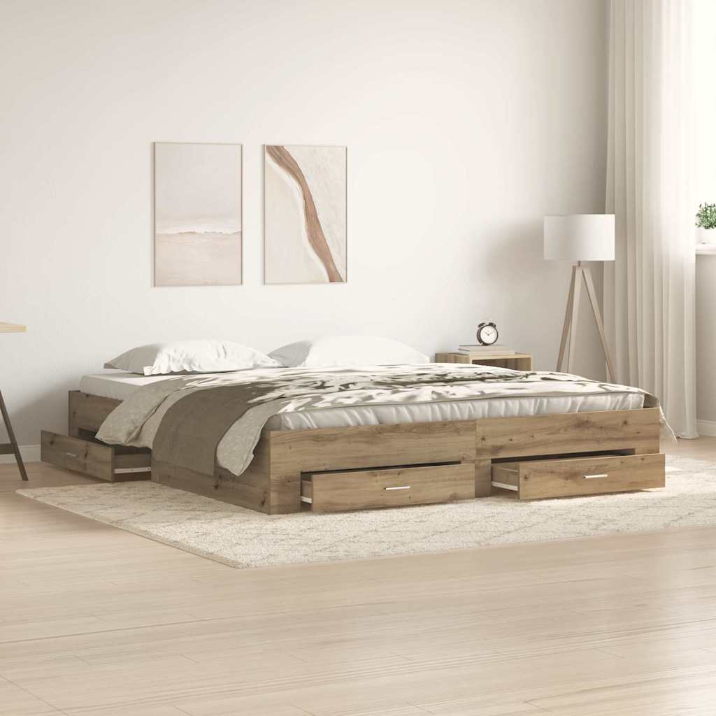 vidaXL Cadre de lit Chêne artisanal 180 x 200 cm Bois d'ingénierie