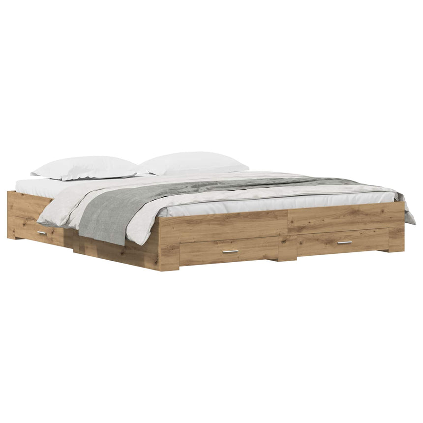 vidaXL Cadre de lit Chêne artisanal 180 x 200 cm Bois d'ingénierie