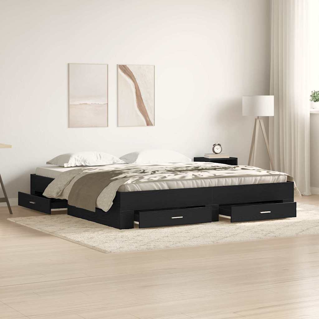 vidaXL Cadre de lit Chêne noir 180 x 200 cm Bois d'ingénierie