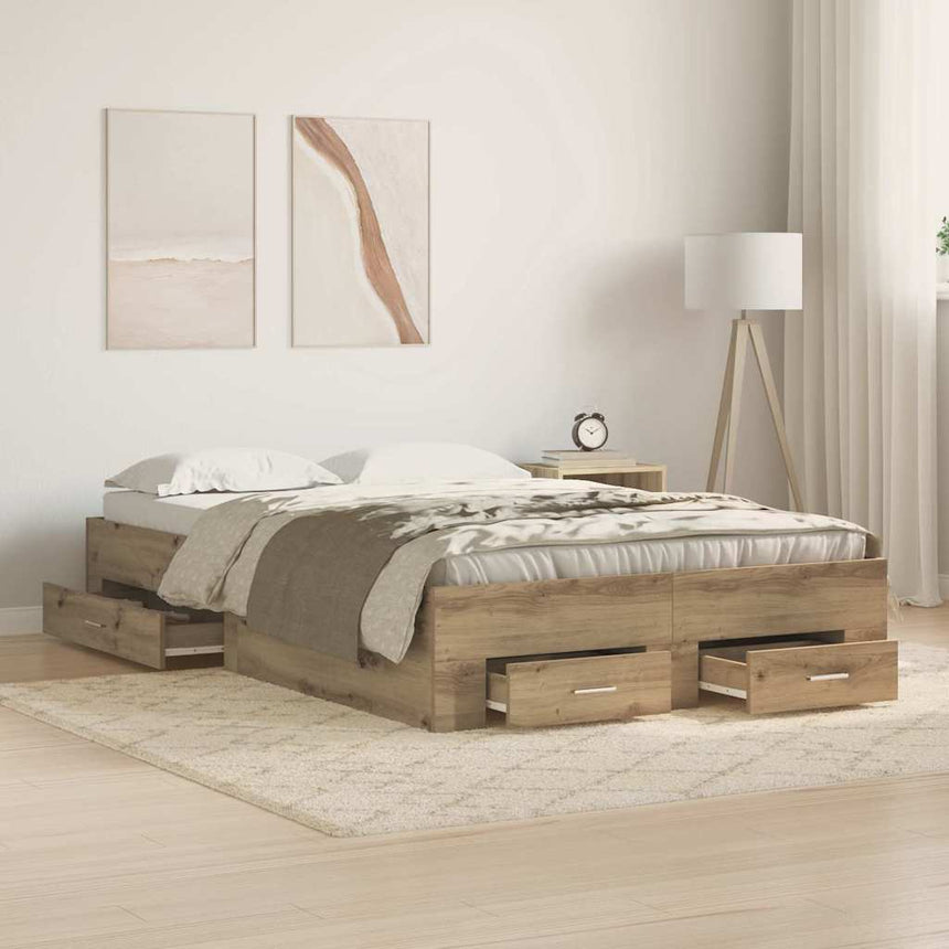 vidaXL Cadre de lit Chêne artisanal 120 x 200 cm Bois d'ingénierie