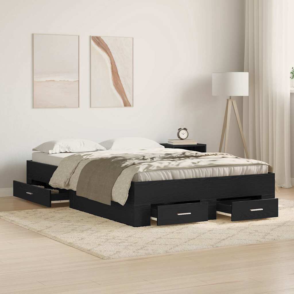 vidaXL Cadre de lit Chêne noir 120 x 200 cm Bois d'ingénierie