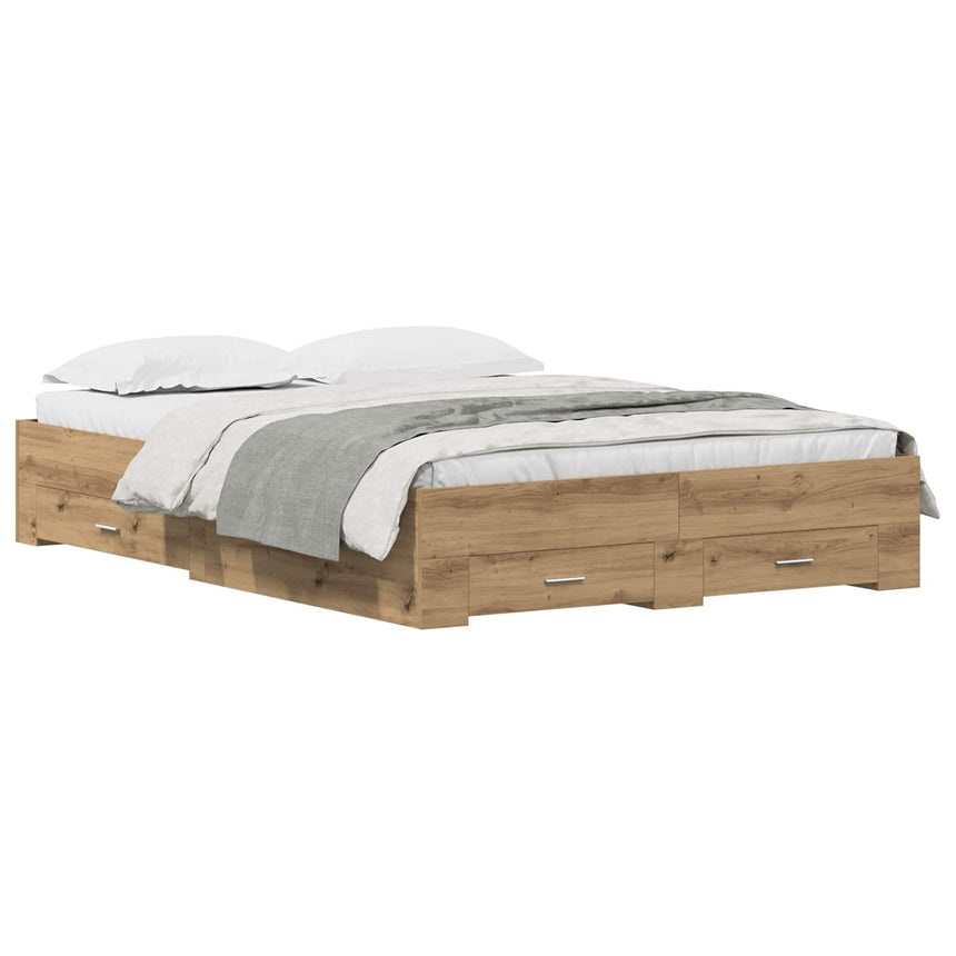 vidaXL Cadre de lit Chêne artisanal 140 x 190 cm Bois d'ingénierie