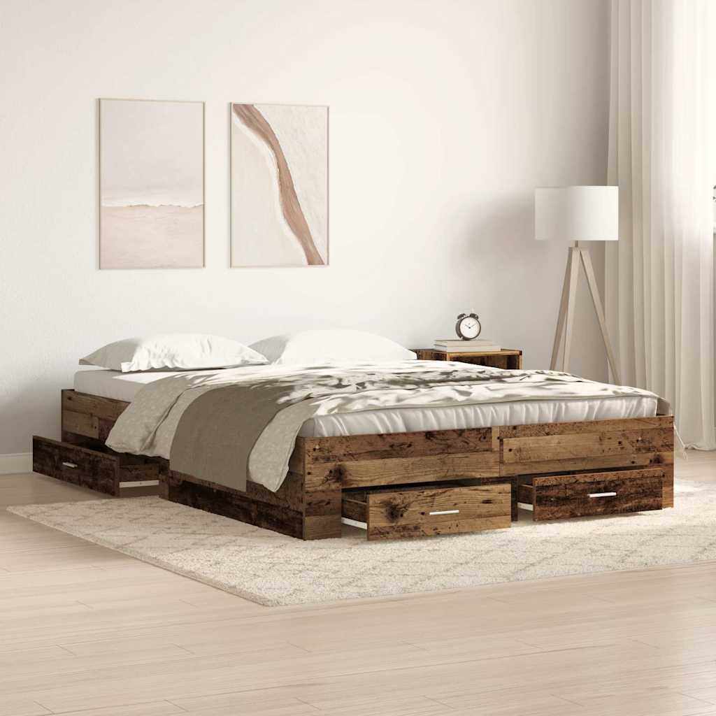 vidaXL Cadre de lit Bois Ancien 135 x 190 cm Bois d'ingénierie