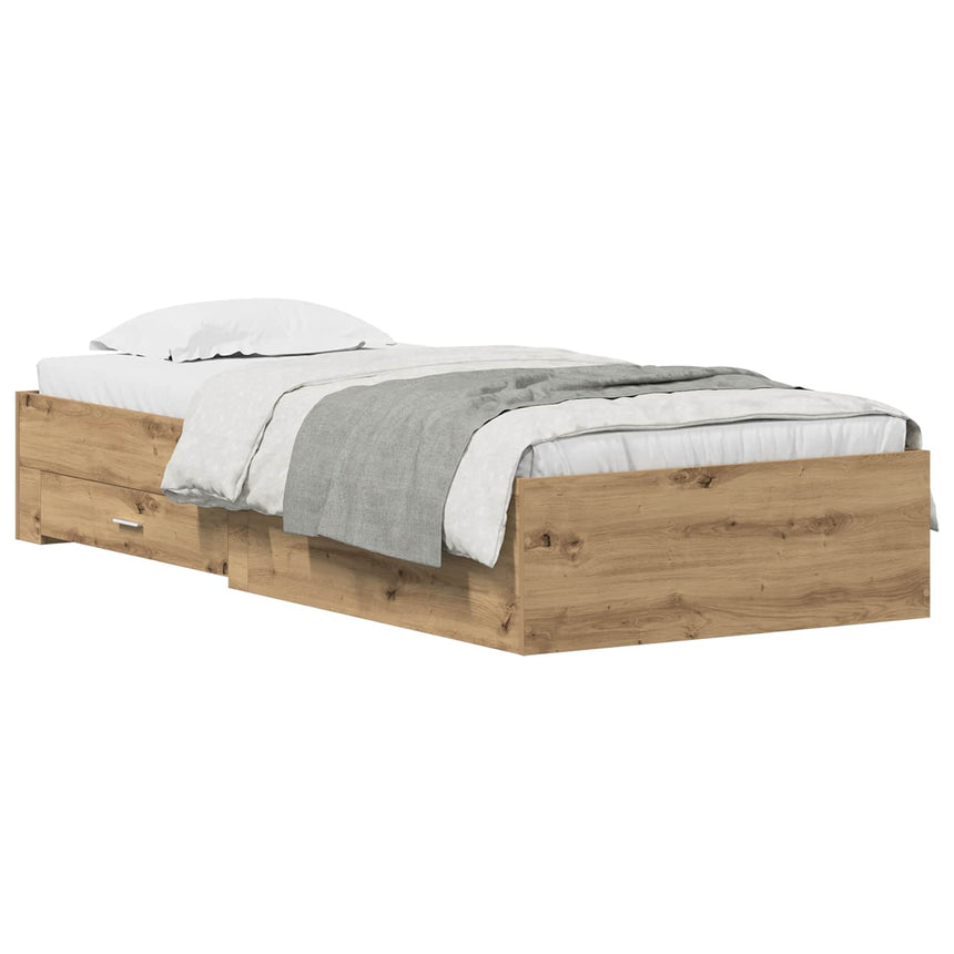 vidaXL Cadre de lit Chêne artisanal 100 x 200 cm Bois d'ingénierie