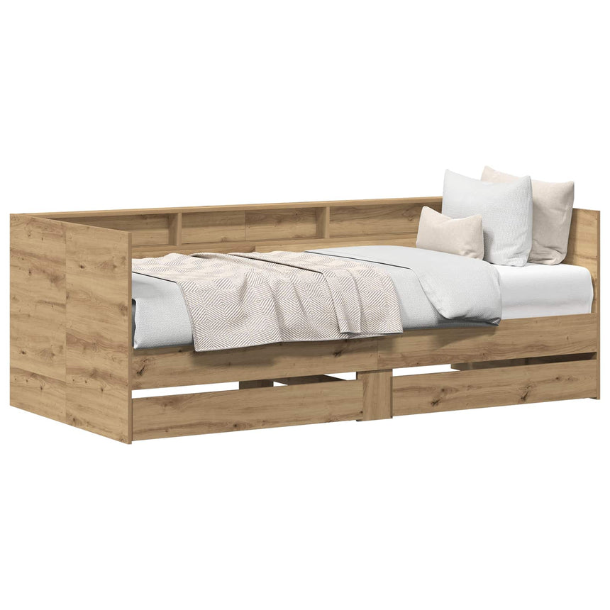 vidaXL Lit d'appoint Chêne artisanal 100 x 200 cm Bois d'ingénierie