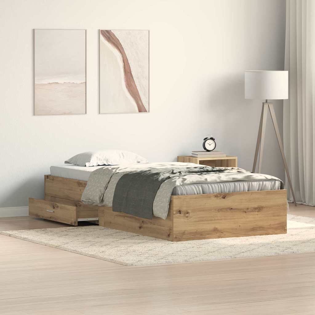 vidaXL Cadre de lit Chêne artisanal 90 x 200 cm Bois d'ingénierie