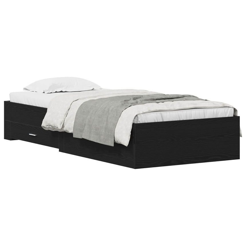 vidaXL Cadre de lit Chêne noir 90 x 200 cm Bois d'ingénierie