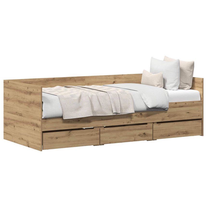 vidaXL Lit d'appoint Chêne artisanal 90 x 200 cm Bois d'ingénierie