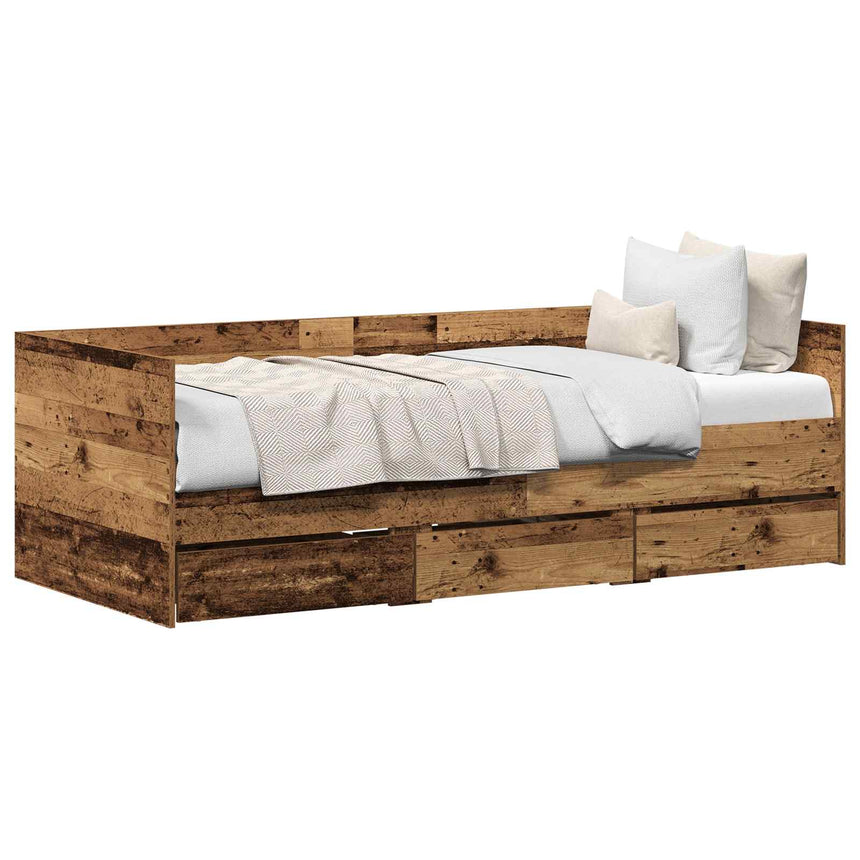 vidaXL Lit d'appoint Bois Ancien 90 x 190 cm Bois d'ingénierie