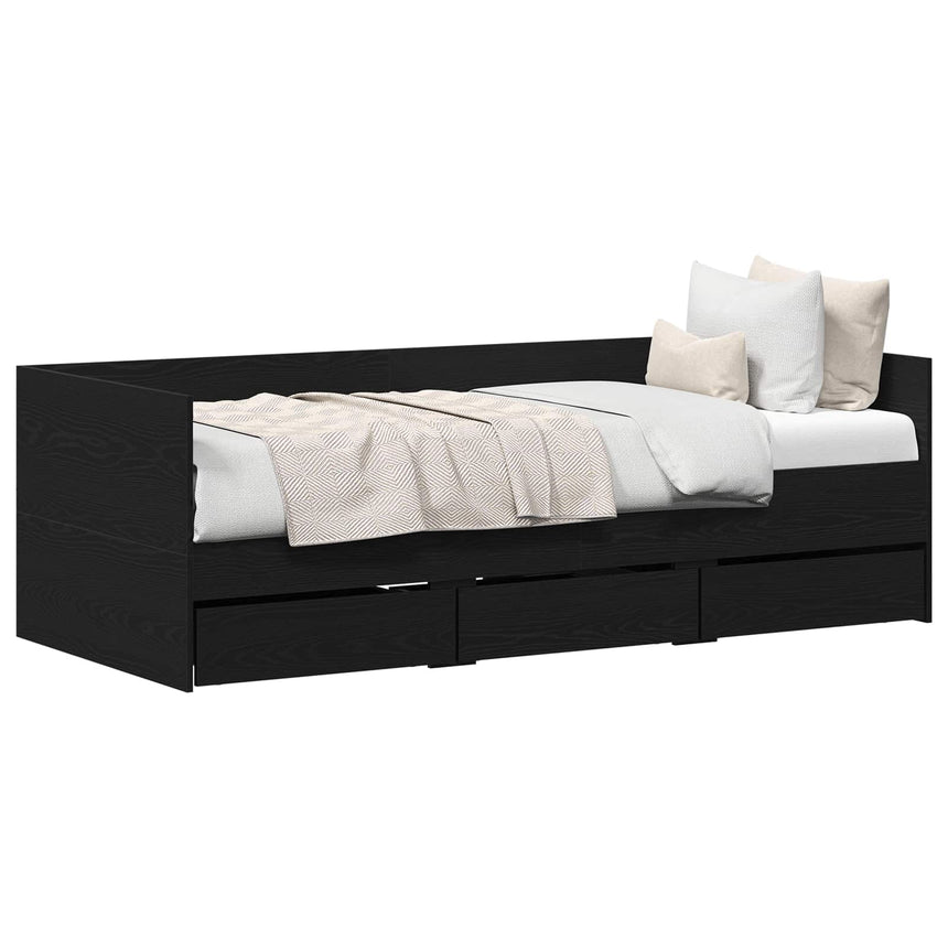 vidaXL Lit d'appoint Chêne noir 90 x 190 cm Bois d'ingénierie