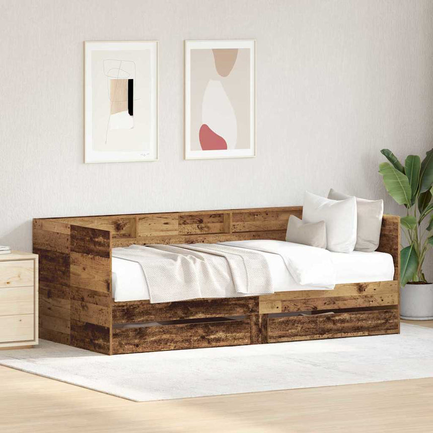 vidaXL Lit d'appoint Bois Ancien 90 x 200 cm Bois d'ingénierie