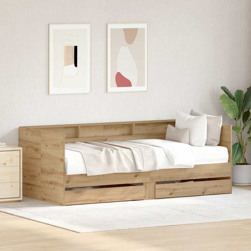vidaXL Lit d'appoint Chêne artisanal 90 x 200 cm Bois d'ingénierie
