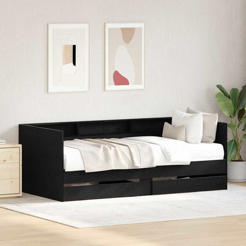 vidaXL Lit d'appoint Chêne noir 90 x 200 cm Bois d'ingénierie