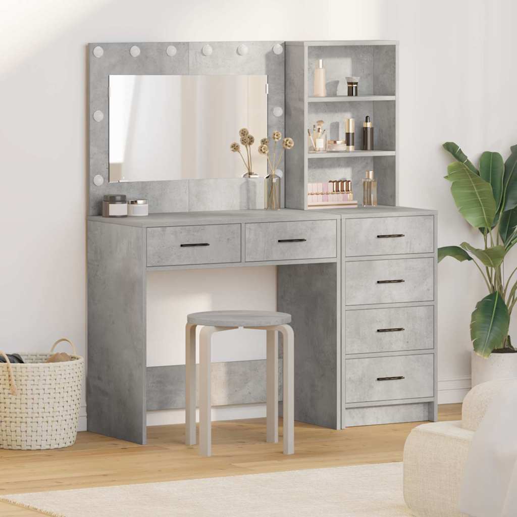 vidaXL Table de Toilette Gris 78.5 x 41 x 135 cm Bois d'ingénierie