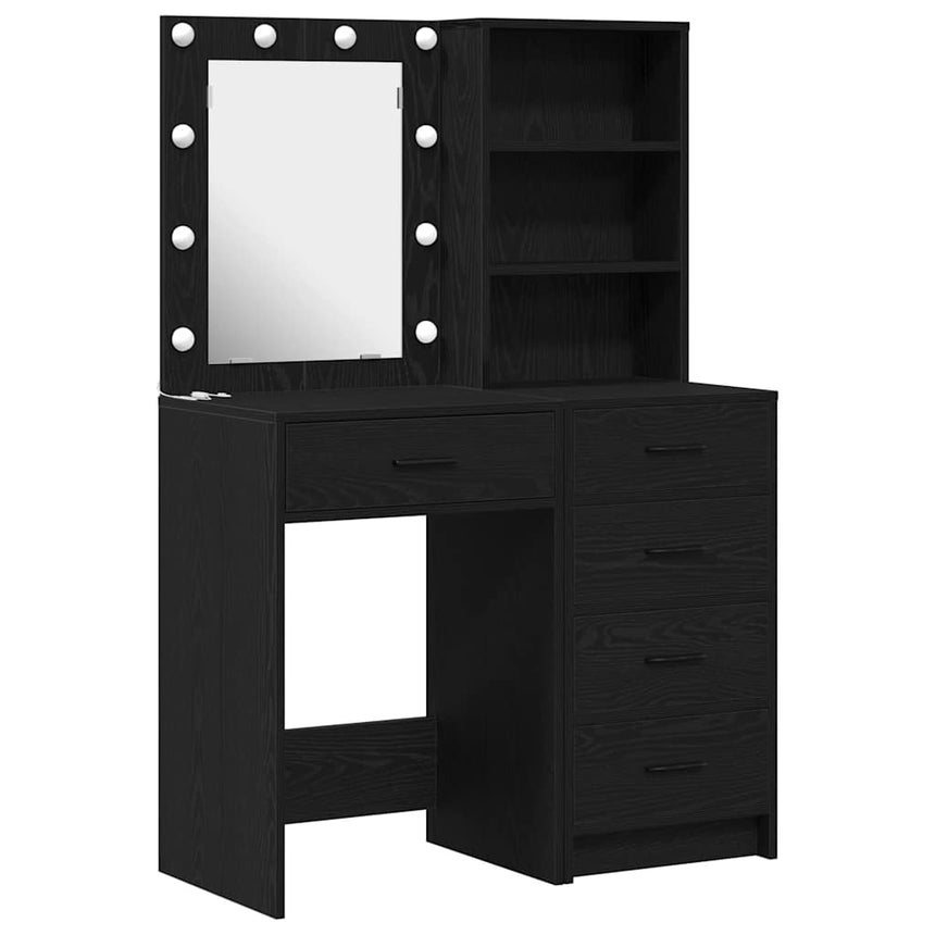 vidaXL Table de Toilette 2 pcs Noir 50 x 41 x 135 cm Bois d'ingénierie
