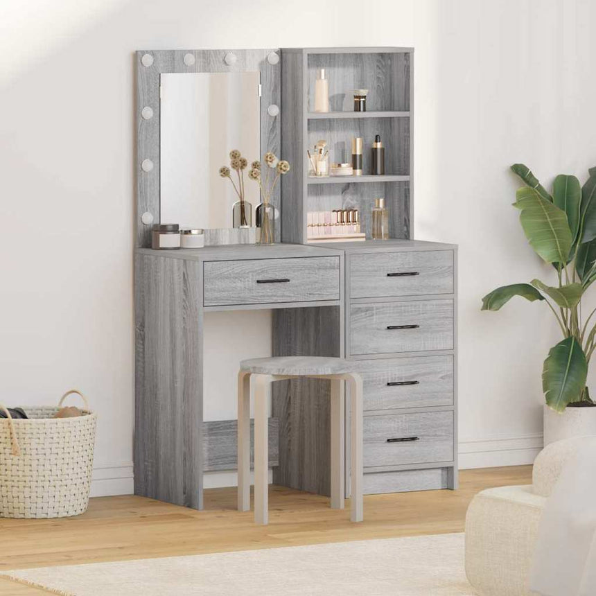 vidaXL Table de Toilette 2 pcs Gris 50 x 41 x 135 cm Bois d'ingénierie