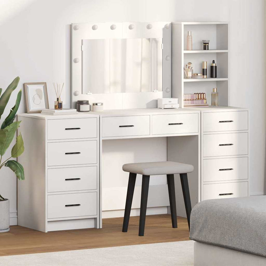 vidaXL Table de Toilette avec tiroir 3 pcs Blanc Bois d'ingénierie