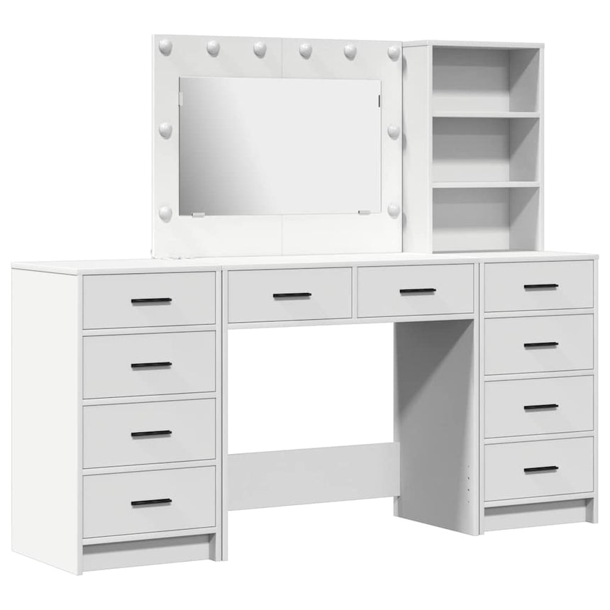 vidaXL Table de Toilette avec tiroir 3 pcs Blanc Bois d'ingénierie