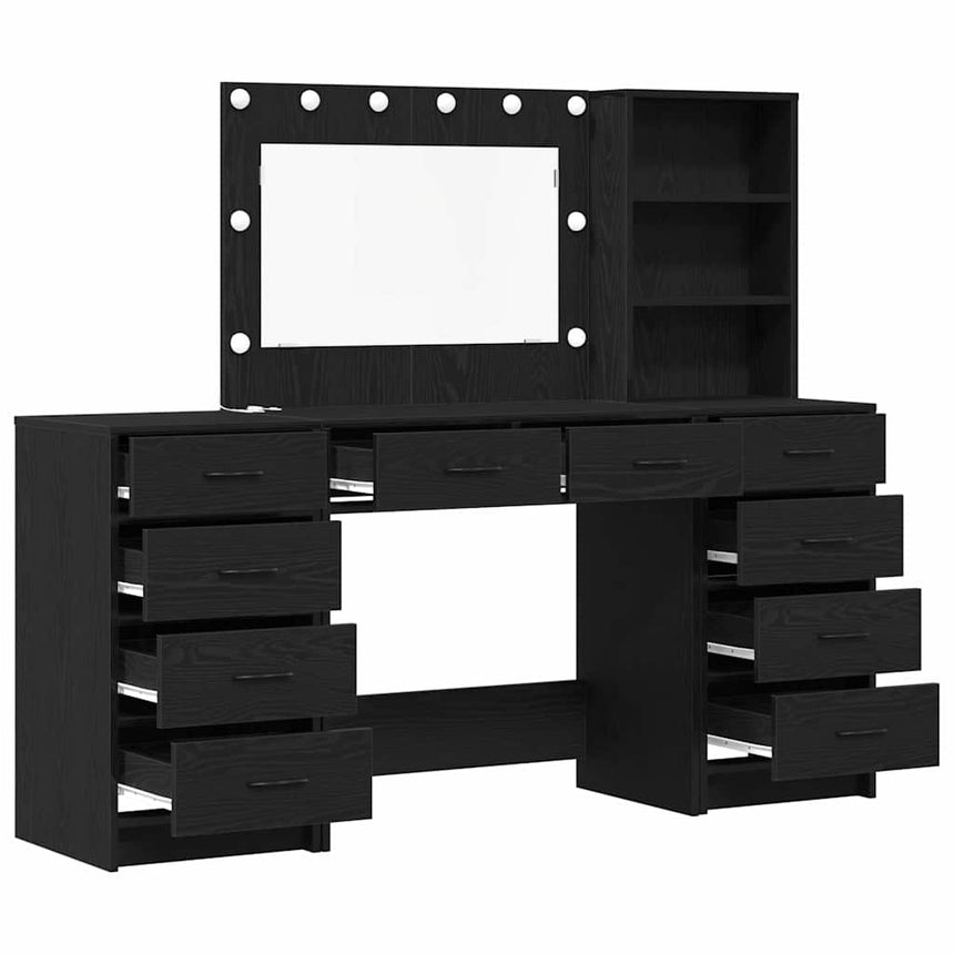 vidaXL Table de Toilette 3 pcs Chêne noir Bois d'ingénierie