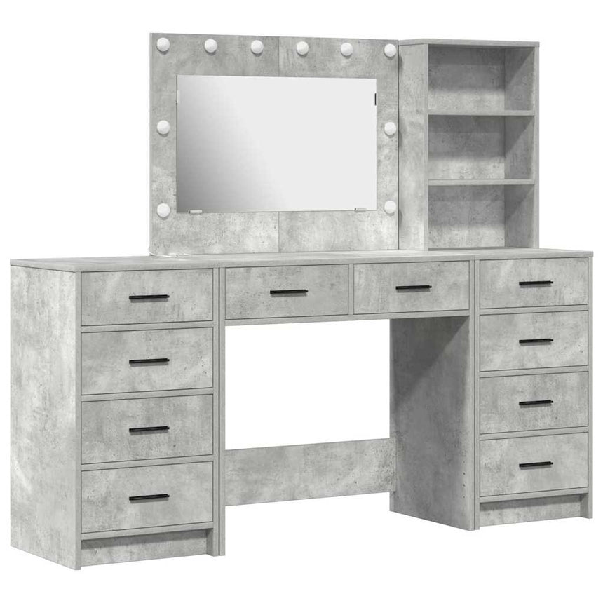 vidaXL Table de Toilette 3 pcs Gris béton Bois d'ingénierie